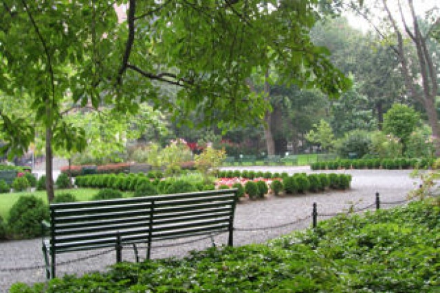 The private green space of Gramercy Park